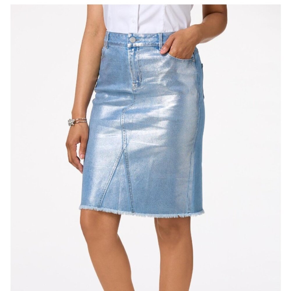 Cato Foiled Denim Skirt